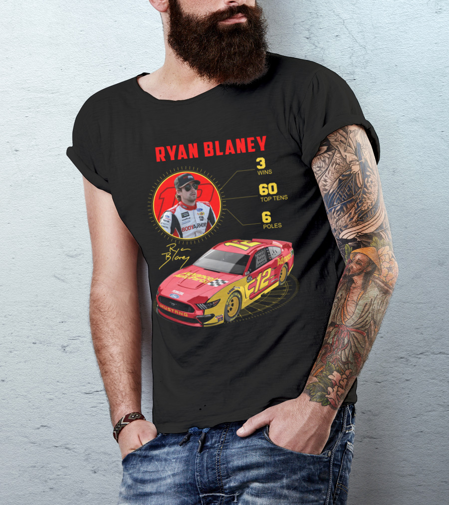 Ryan Blaney 3 Wins 60 Top Tens 6 Poles Mustang T-Shirt
