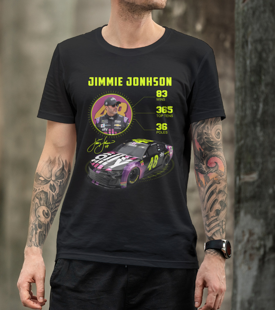 Jimmie Johnson 83 Wins 365 Top Tens 36 Poles Ally Racing Car 48 T-Shirt
