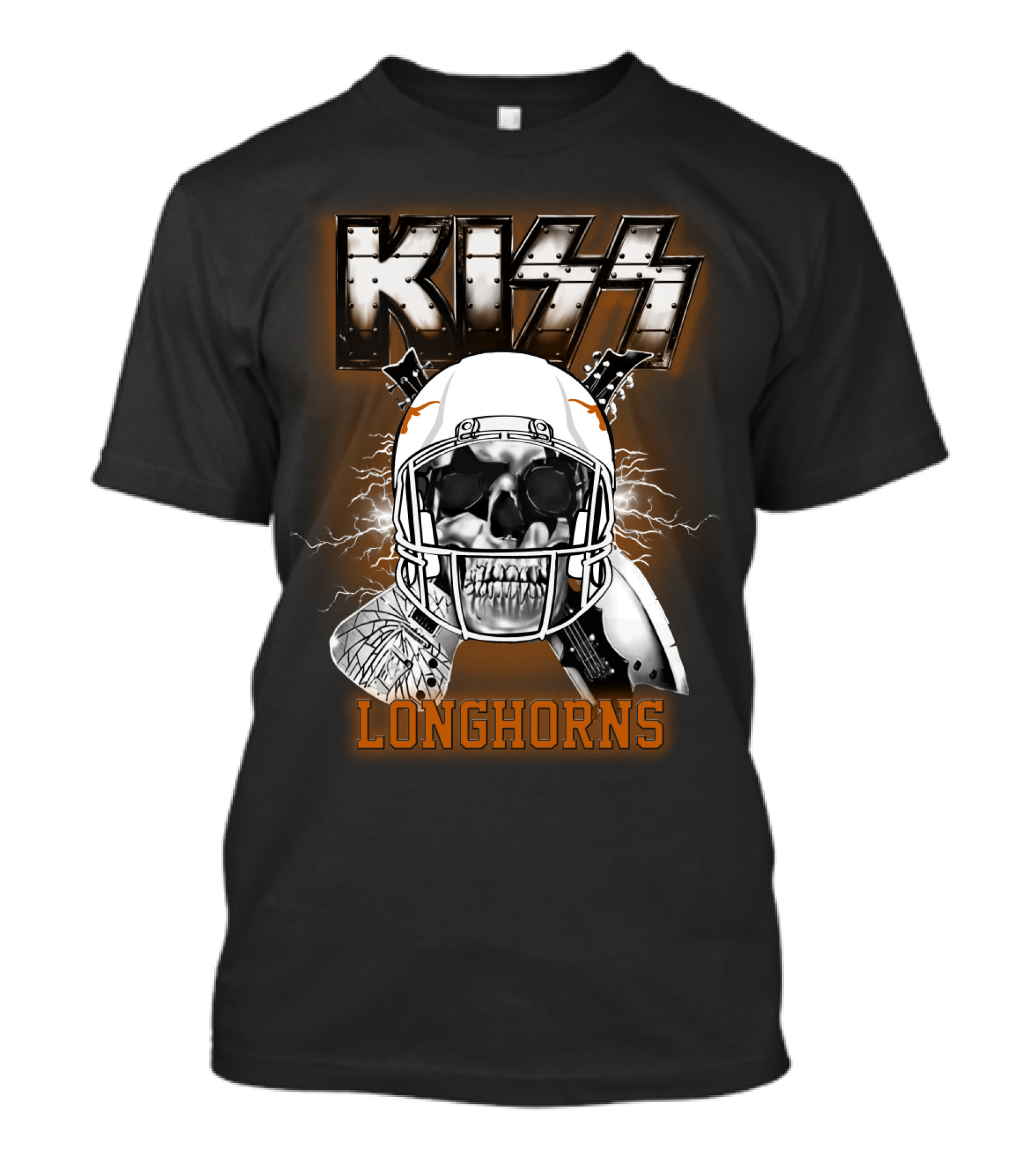 Kiss Longhorns Skull Helmet Ncaa Football T-Shirt