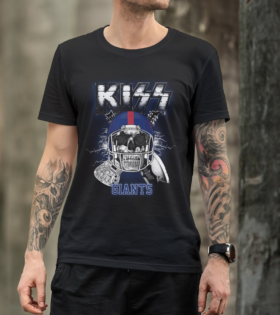 Kiss Giants Skull Helmet Nyg 95 Lightning T-Shirt