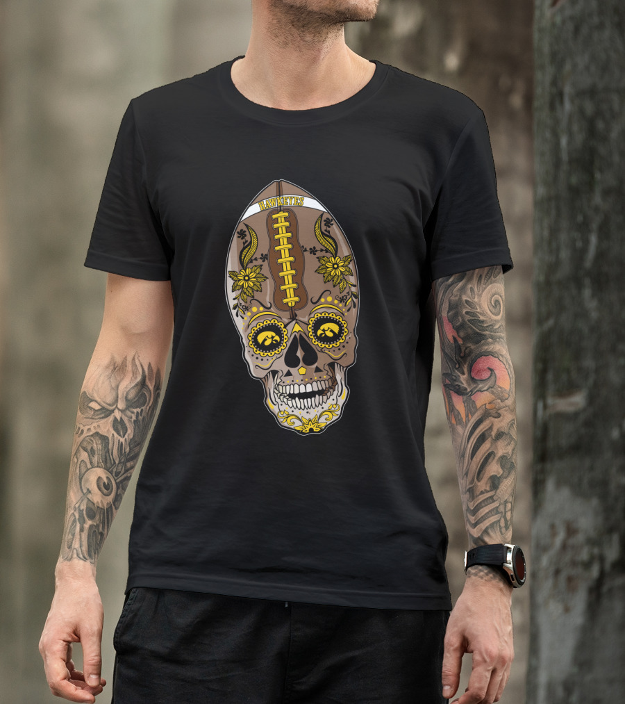 Hawkeyes Football Sugar Skull T-Shirt