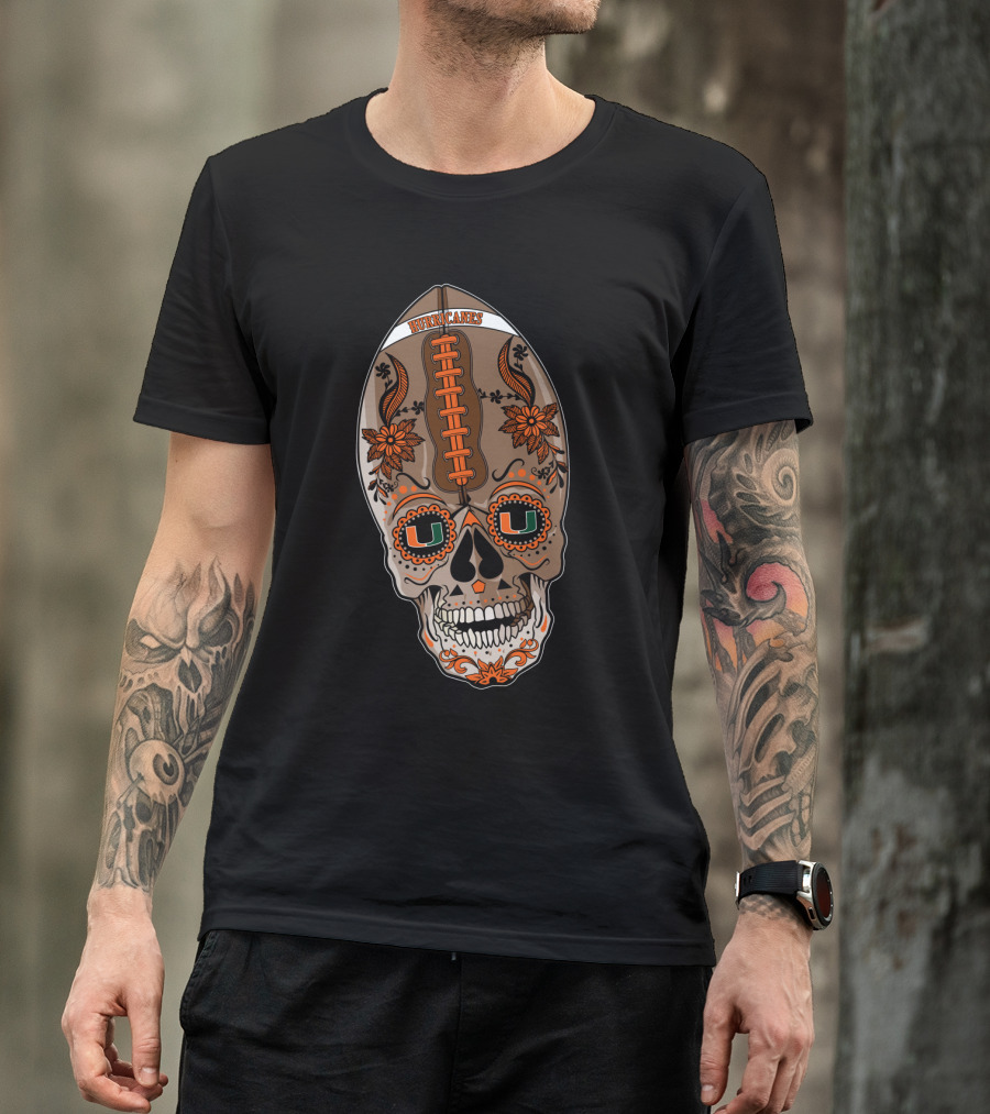 Hurricanes U Sugar Skull Football T-Shirt