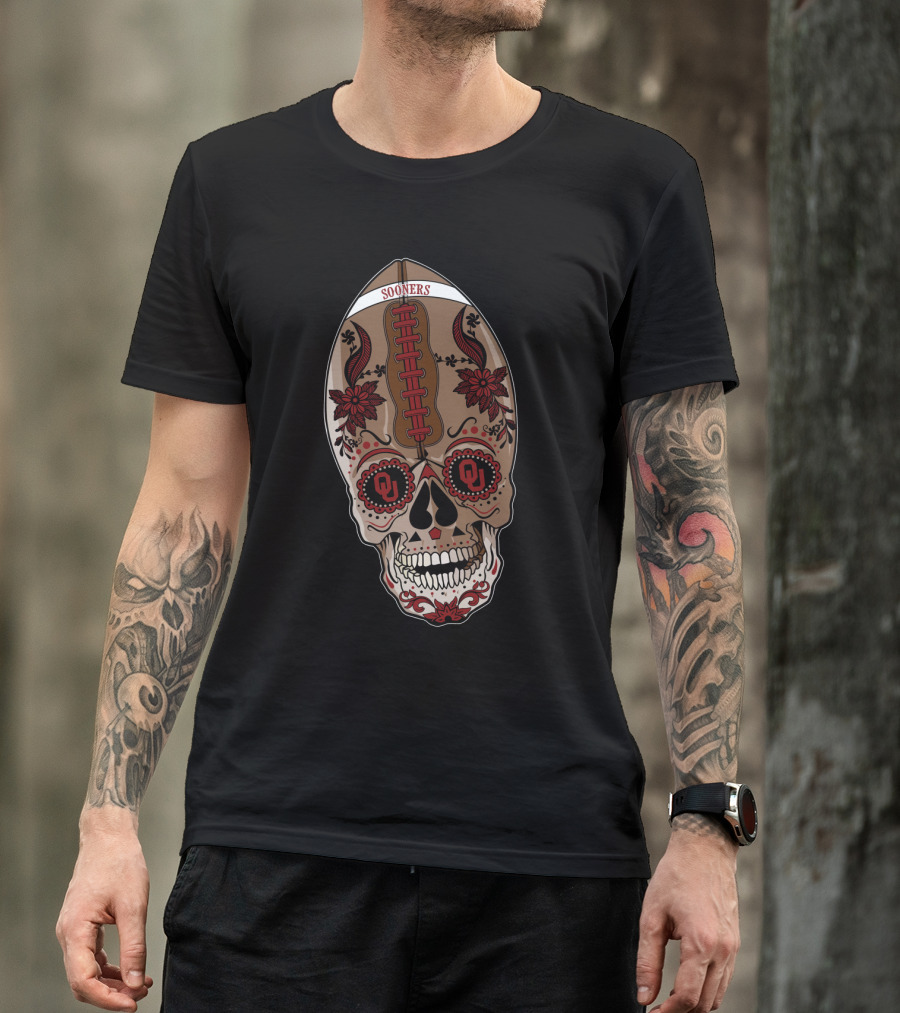 Sooners Ou Skull Football T-Shirt