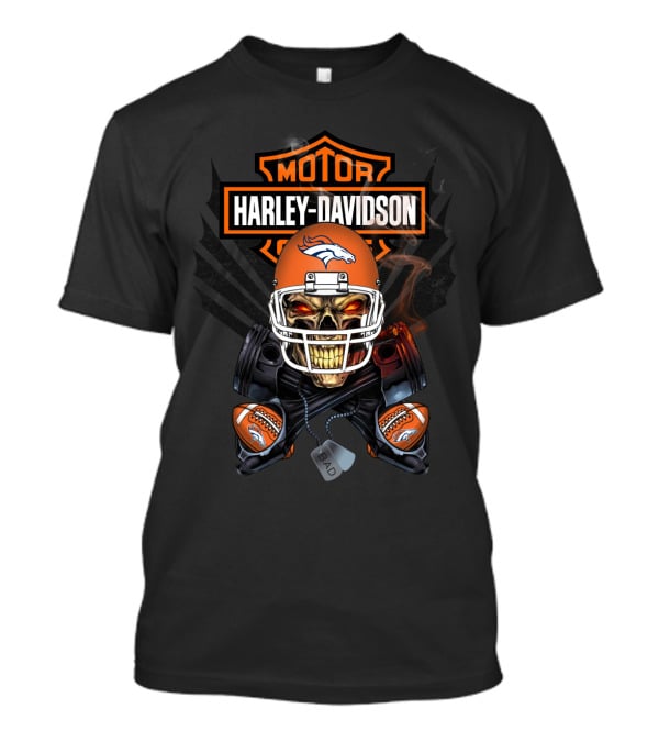 Nfl Db Harley Davidson Broncos Skull Football Helmets T-Shirt