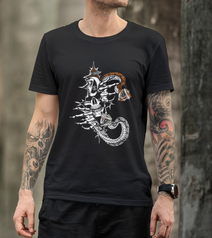Scf Harley Davidson Skull Snake T-Shirt