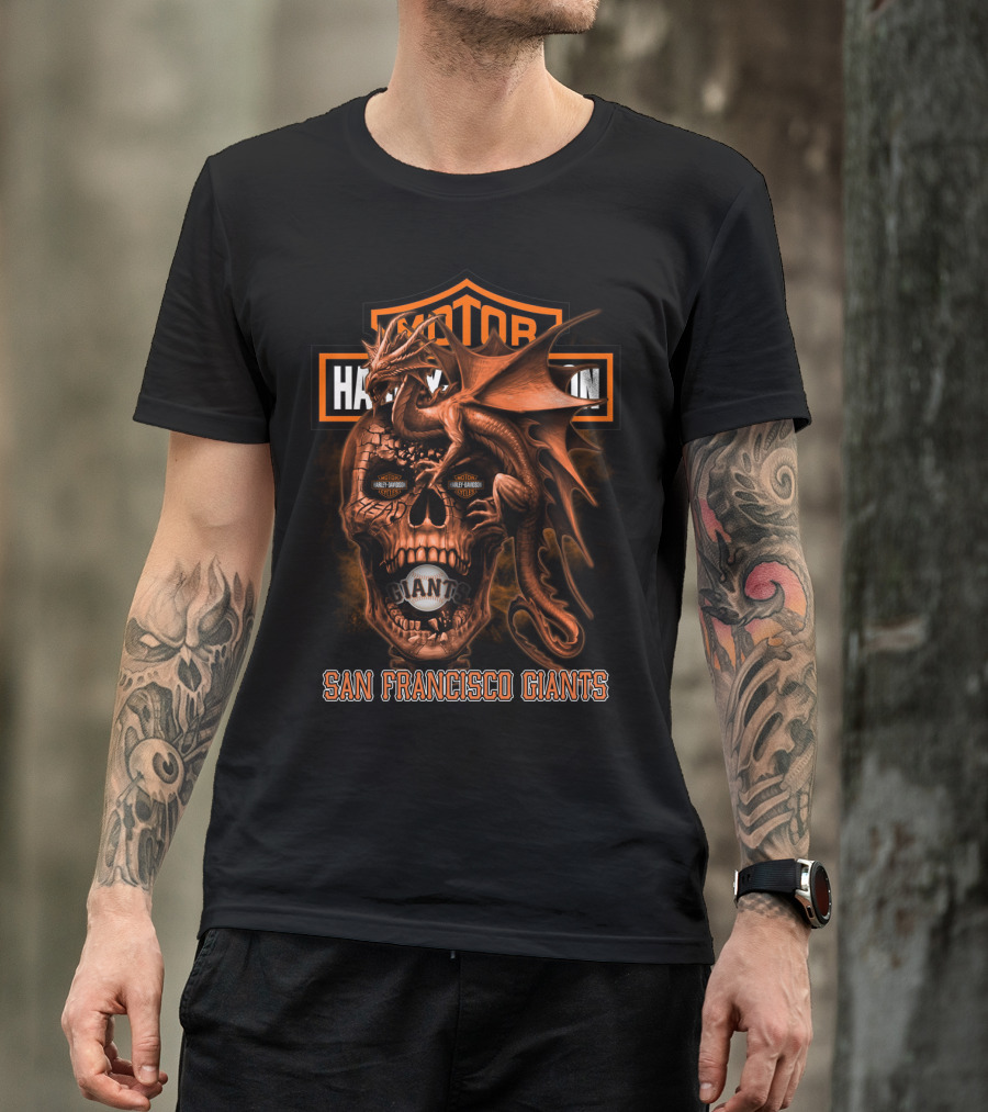 Harley Davidson Dragon Skull Giants San Francisco 111 T-Shirt