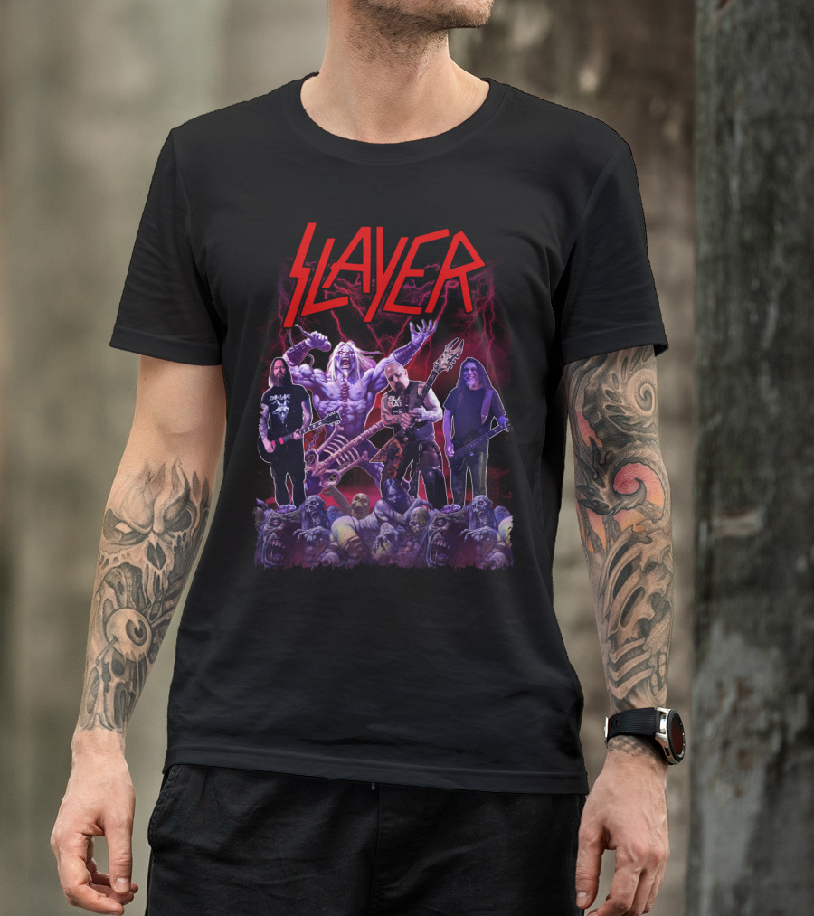 Slayer Band Graphic With Guitarists And Undead Creatures T-Shirt