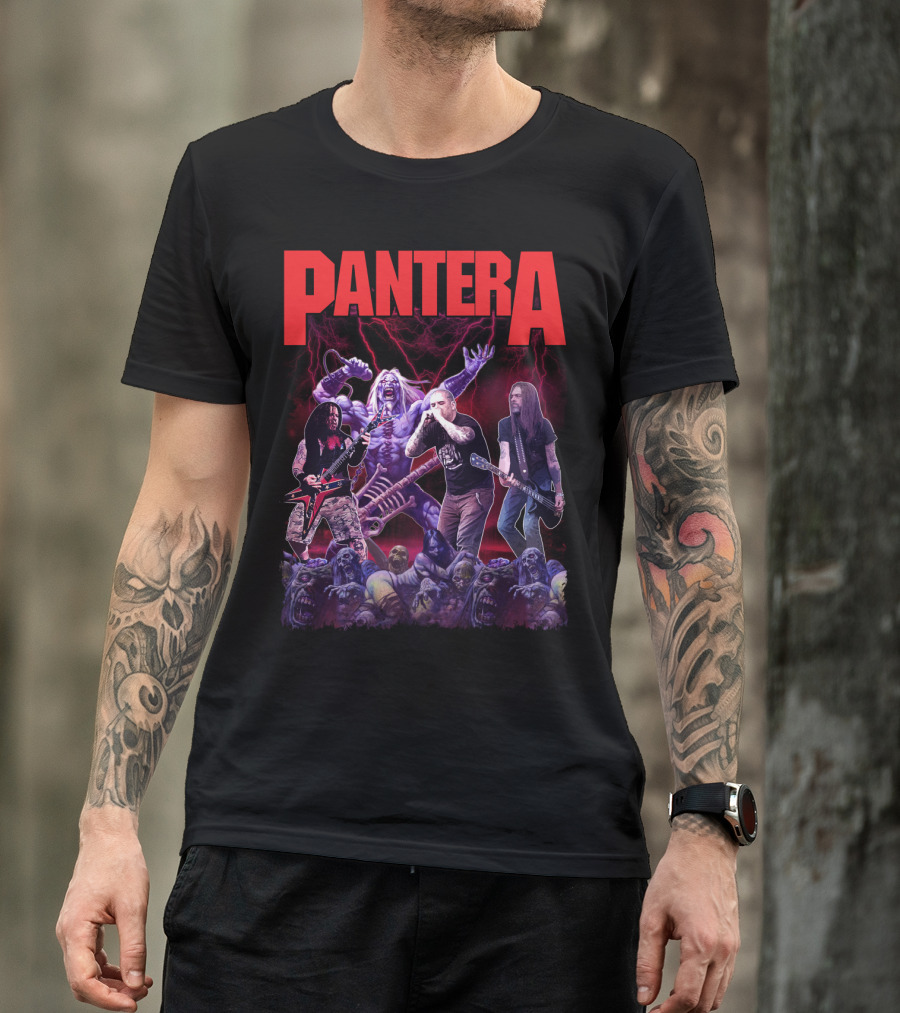 Pantera Live Electric Performance With Zombies And Purple Lightning T-Shirt
