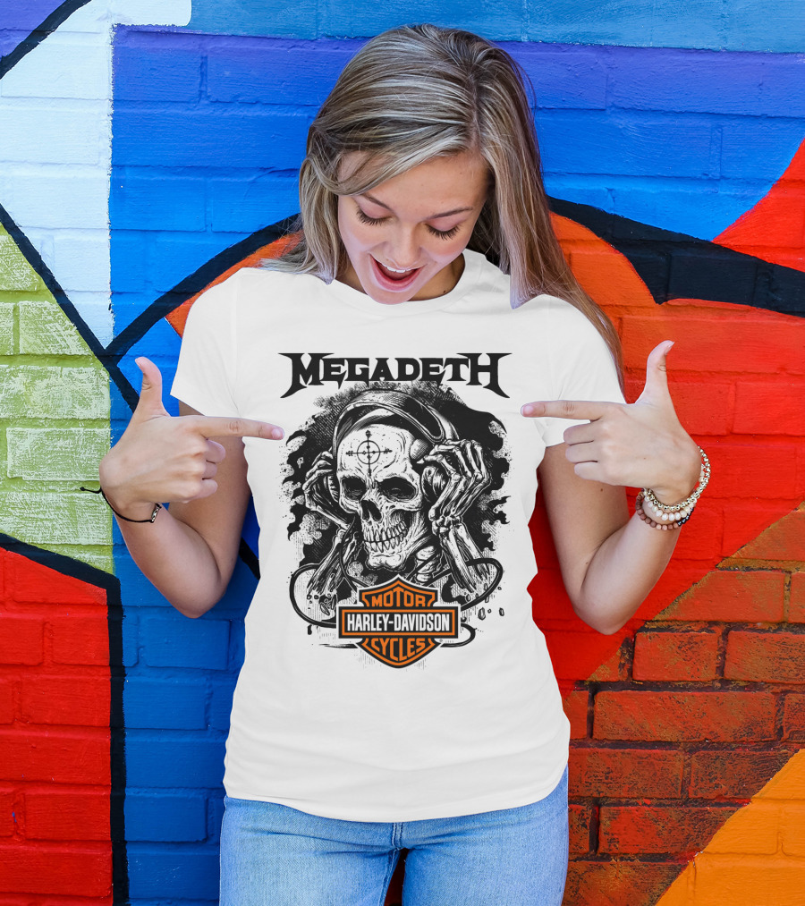 Megadeth Harley Davidson Skeleton Art T-Shirt