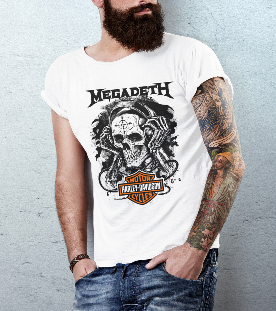 Megadeth Harley Davidson Skeleton Art T-Shirt