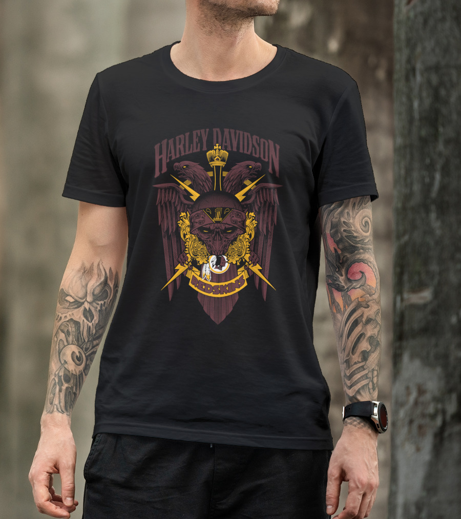 Harley Davidson Washington Redskins Nfl 131 Logo Vintage Style T-Shirt