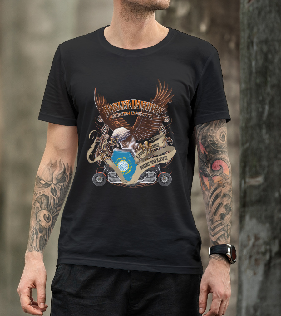 Harley Davidson South Dakota Live To Ride Ride To Live Eagle T-Shirt