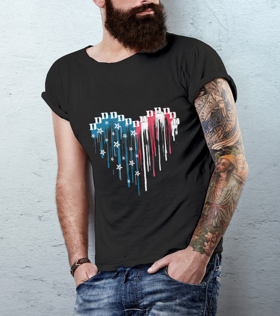 Duke Blue Devils Dripping American Flag Heart T-Shirt