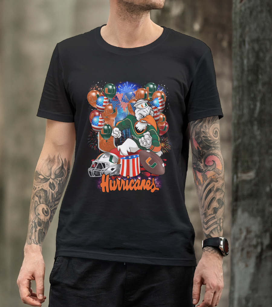 Miami Hurricanes Football Fireworks And Patriotic Celebration T-Shirt