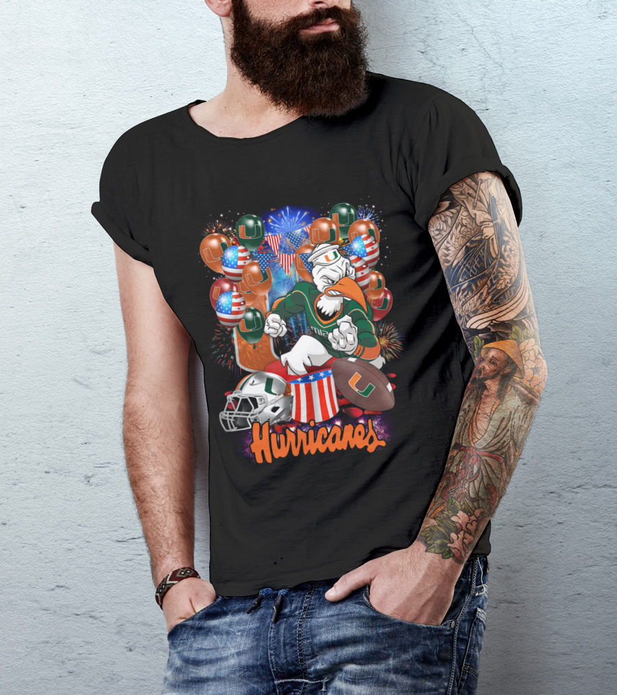 Miami Hurricanes Football Fireworks And Patriotic Celebration T-Shirt