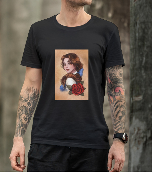 Great Picture Girl Rose With Blue Bow Brown Hair T-Shirt