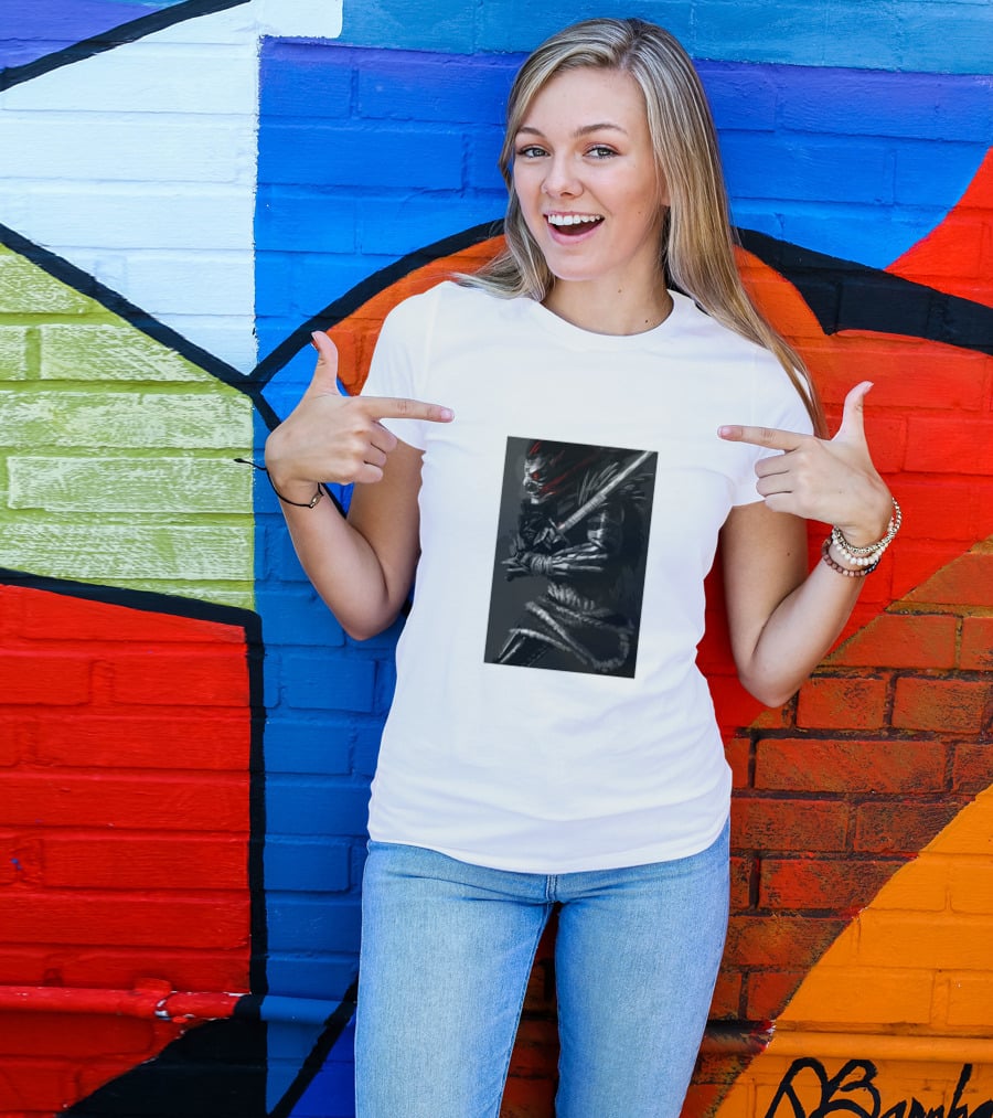 Dark Sword-Wielding Assassin Warrior T-Shirt