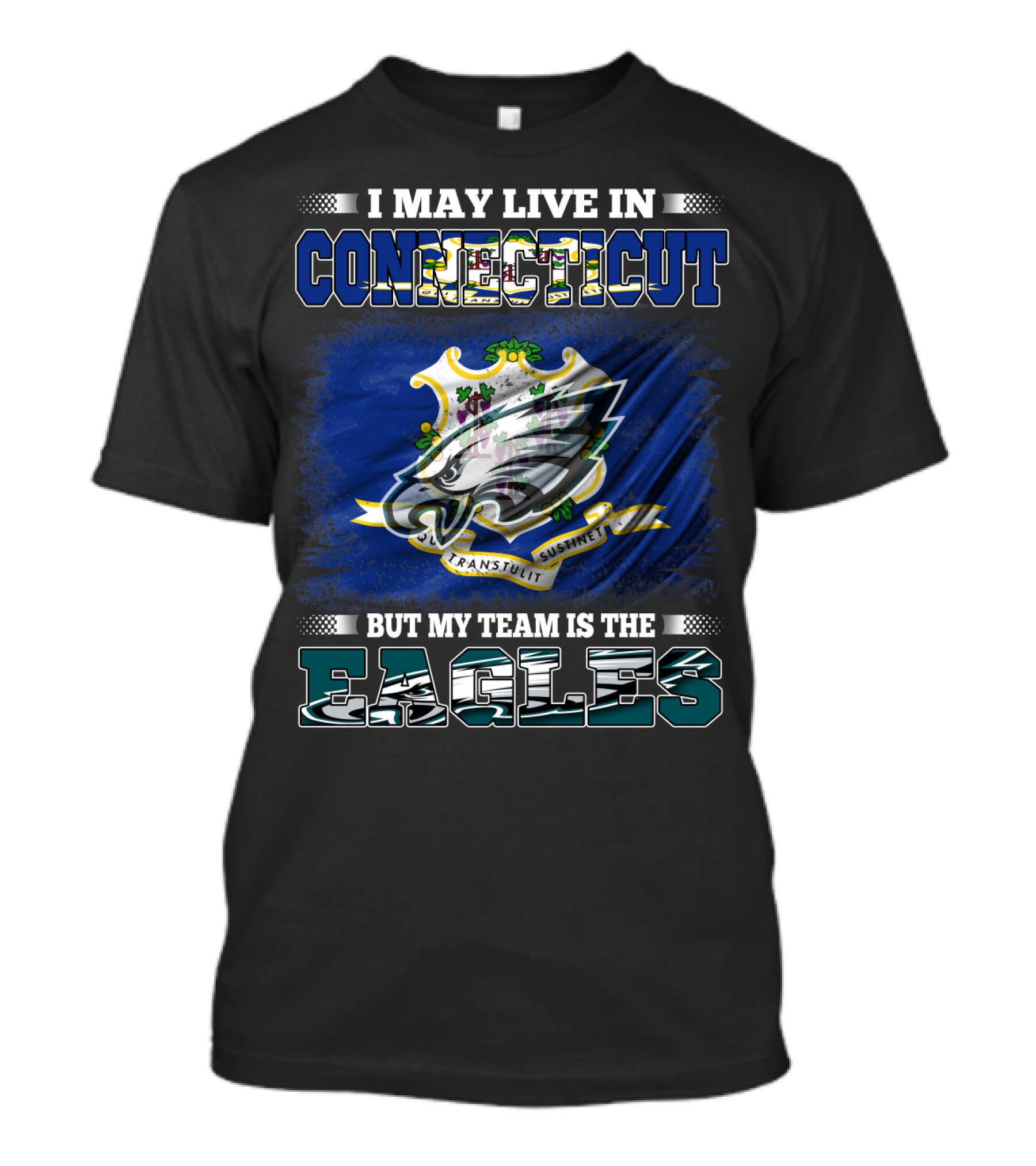 Connecticut Resident Loyal To Eagles Team With State Emblem T-Shirt