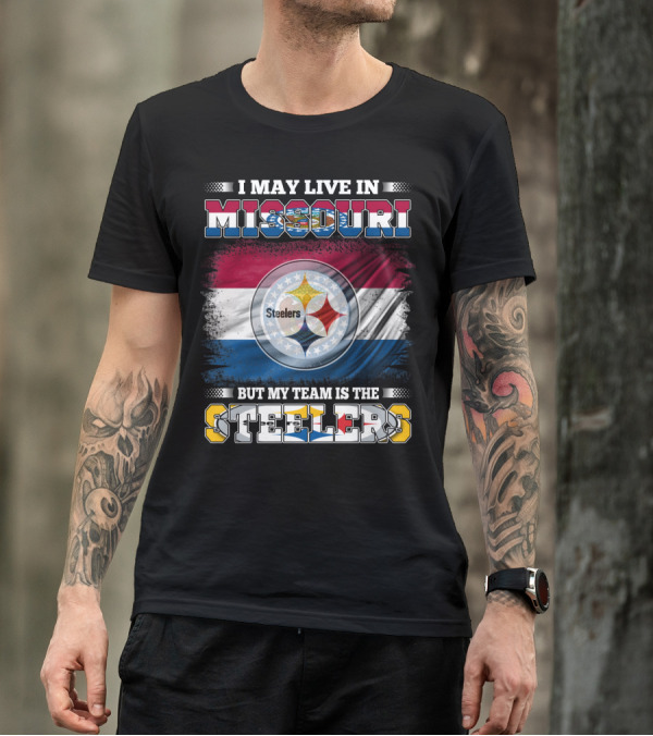 Steelers Fan Living In Missouri With Team Pride Background T-Shirt