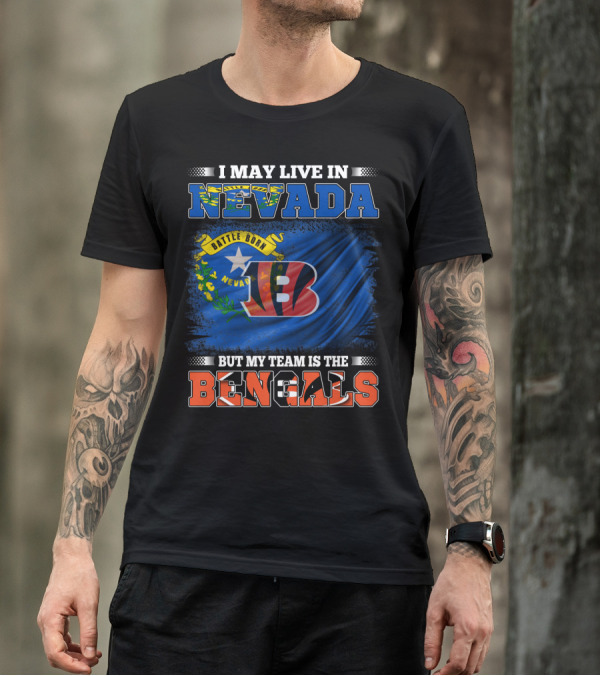Nevada Pride With Bengals Team Allegiance And Flag T-Shirt