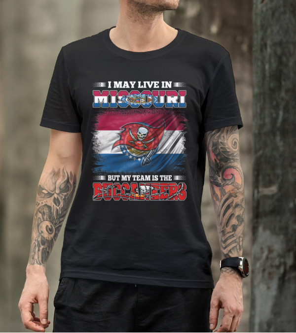 Missouri Fan With Buccaneers Pride And Team Spirit Flag T-Shirt