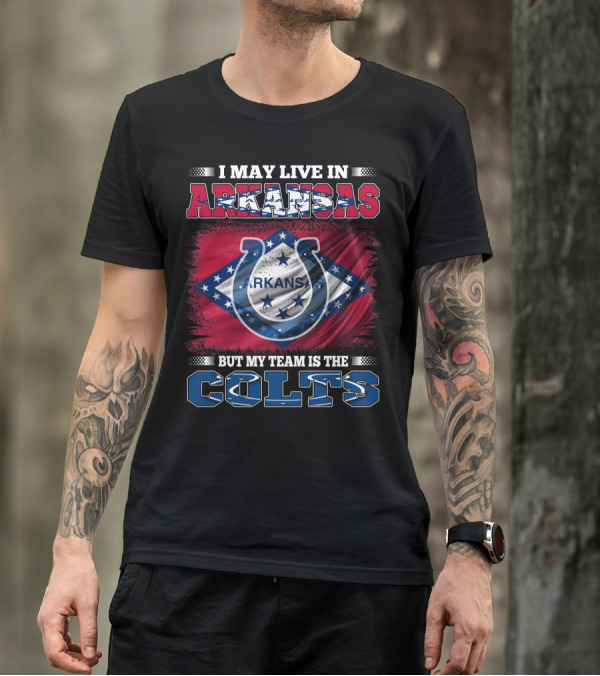 Arkansas State Flag Pride With Colts Team Allegiance T-Shirt