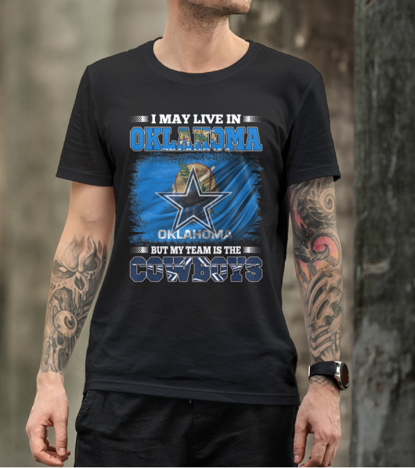 Live In Oklahoma My Team Cowboys Oklahoma Flag Star T-Shirt