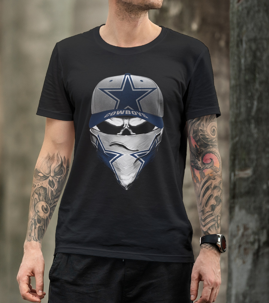 Dallas Cowboys Star Emblem Hat Bandana Skull T-Shirt