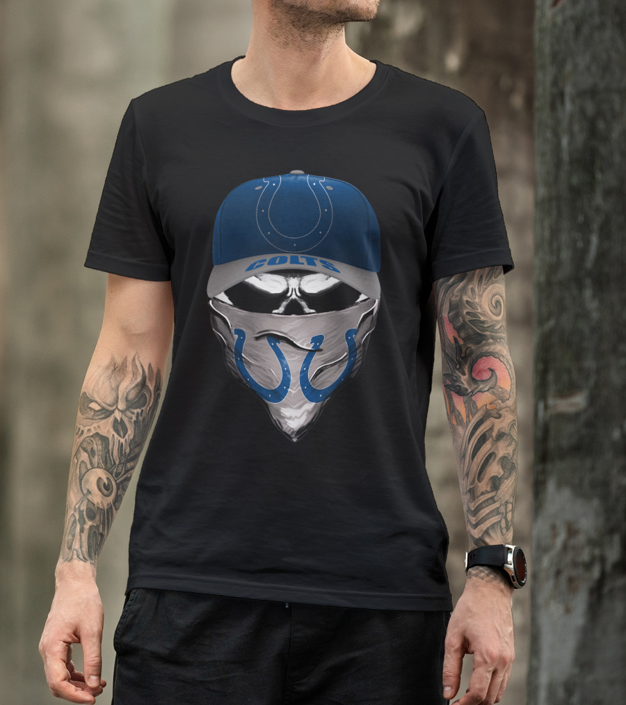 Indianapolis Colts Football Horseshoe Mask Hat T-Shirt