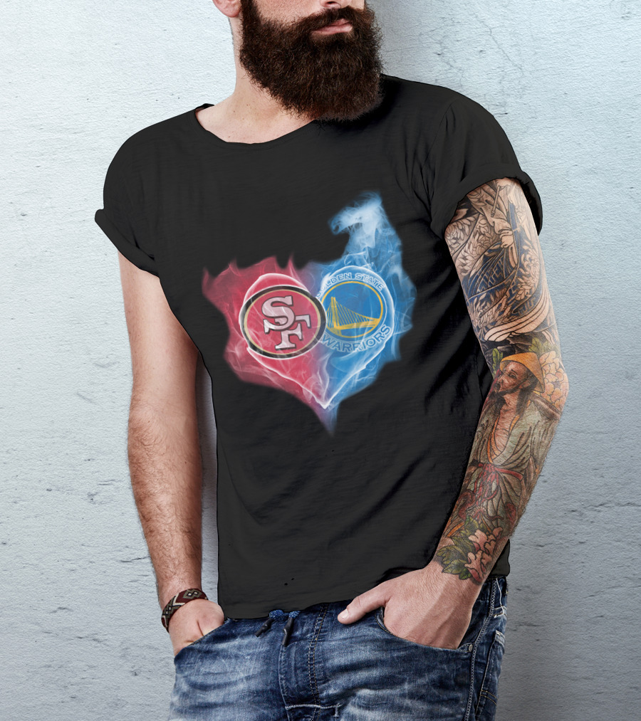 San Francisco 49ers Golden State Warriors Heart Fusion T-Shirt