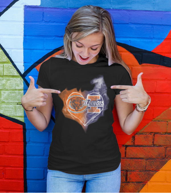 Chicago Bears Illinois Fighting Illini Heart Smoke T-Shirt