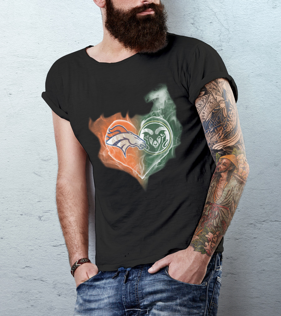 Broncos Rams Heart Shape Fusion T-Shirt