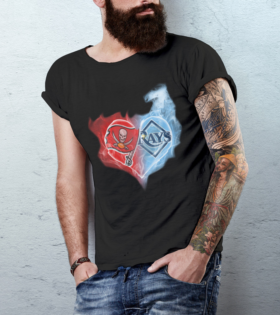 Tampa Bay Buccaneers Buccaneers Tampa Bay Rays Heart T-Shirt