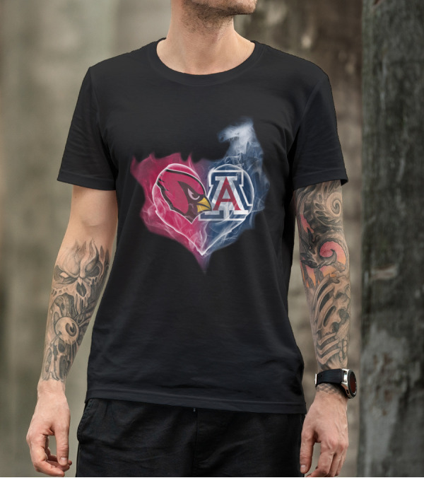 Cardinals Arizona Wildcats Heart Logo Smoke T-Shirt
