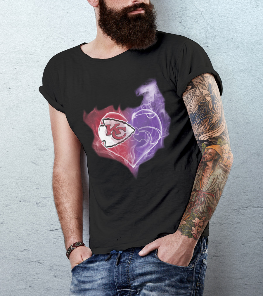 Kansas City Chiefs Kansas State Wildcats Heart T-Shirt