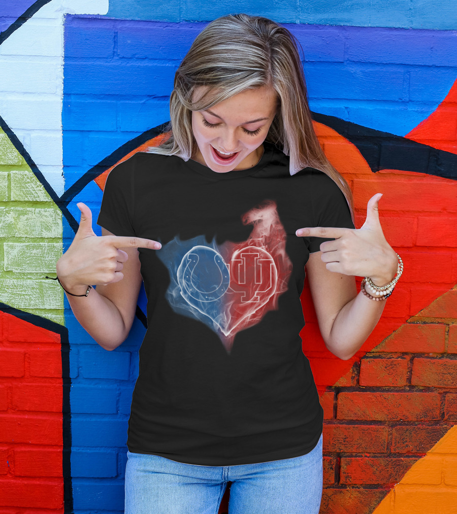 Colts Indiana Hoosiers Heart Logo Smoke T-Shirt