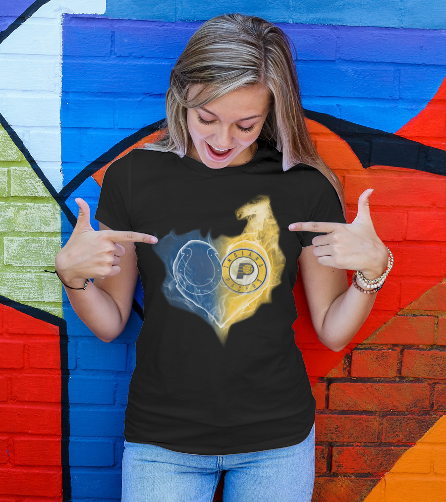 Colts Indiana Pacers Heart Logo Fusion T-Shirt