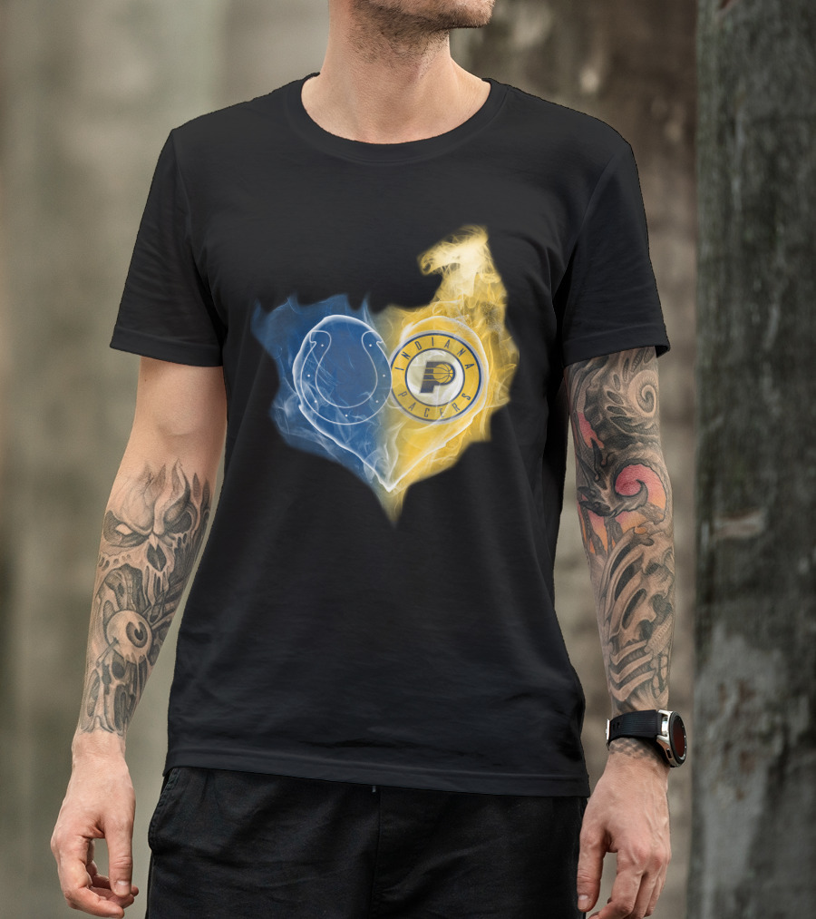 Colts Indiana Pacers Heart Logo Fusion T-Shirt