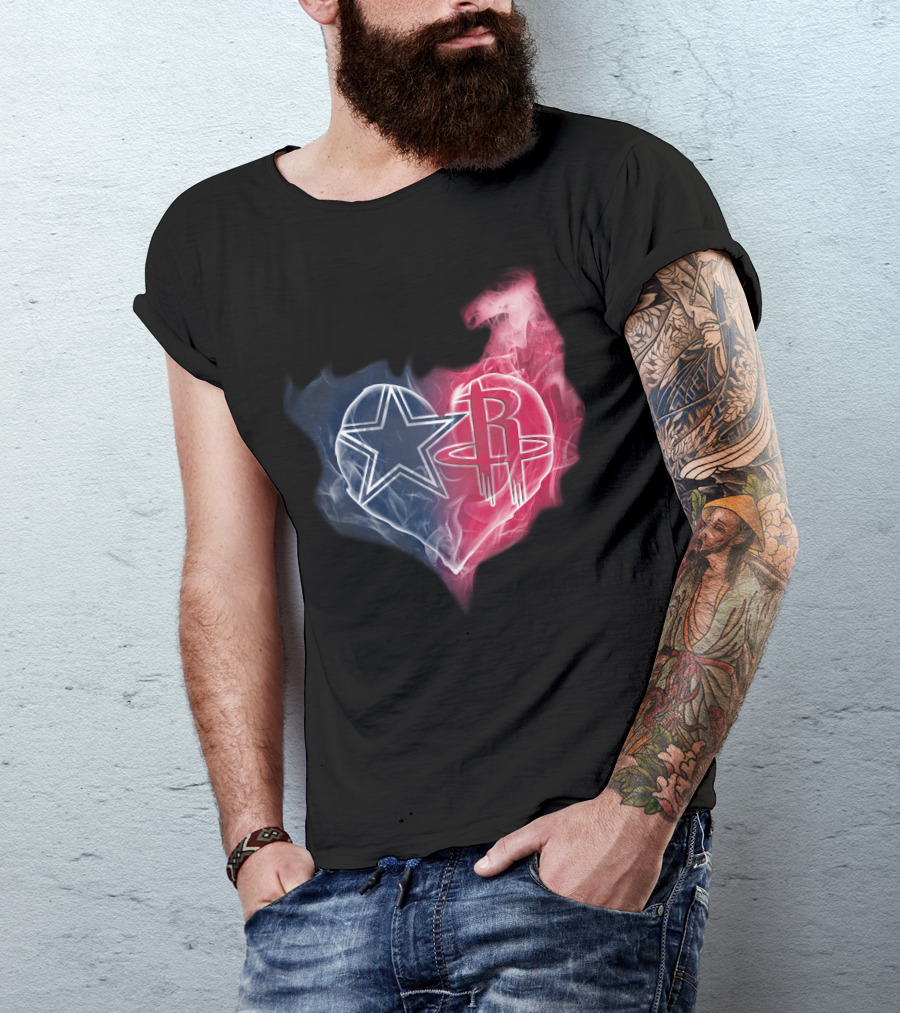 Cowboys Houston Rockets Heart T-Shirt
