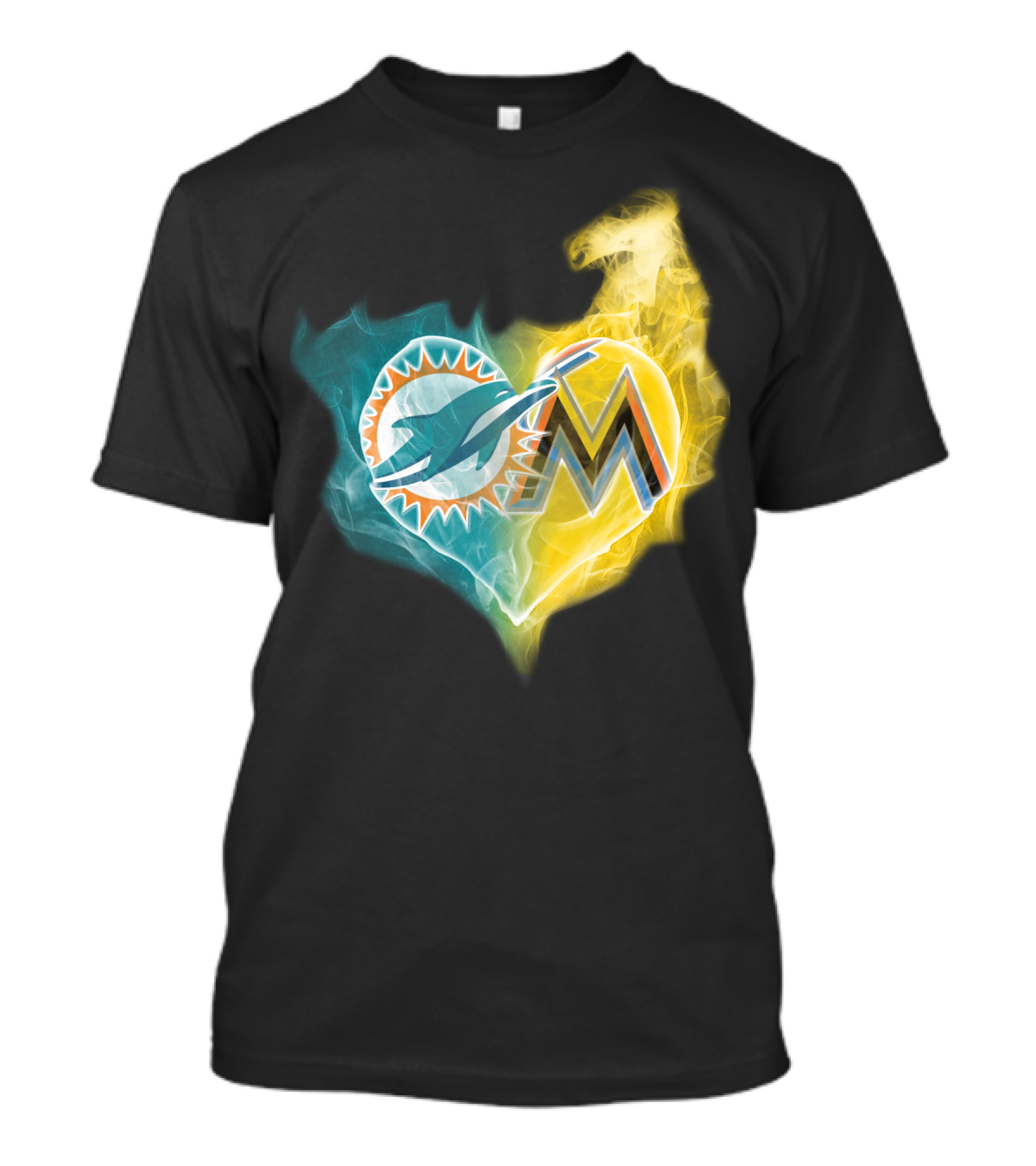 Dolphins Miami Marlins Heart Emblem T-Shirt