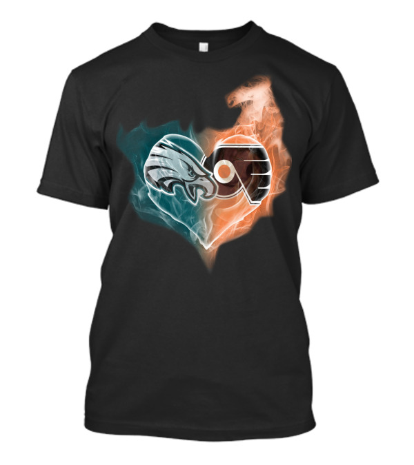 Philadelphia Eagles Flyers Heart Logo Fusion T-Shirt