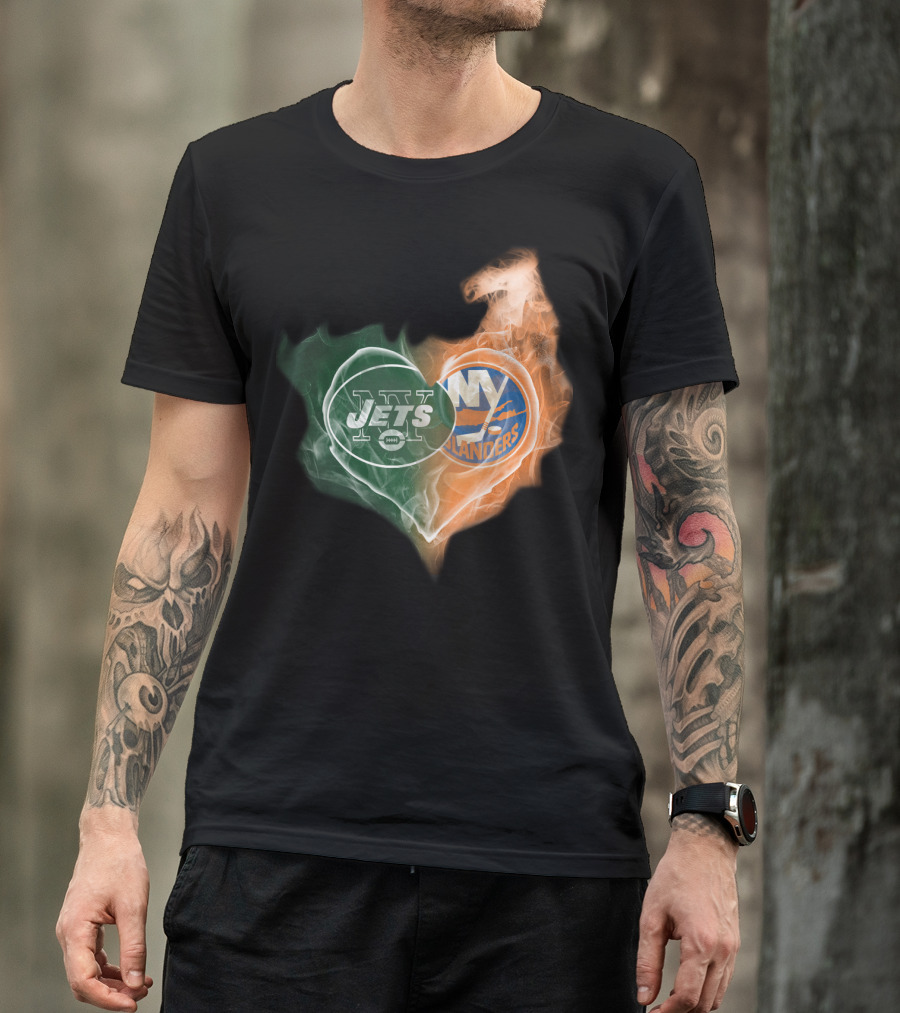 Jets New York Islanders Heart Smoke Fusion T-Shirt