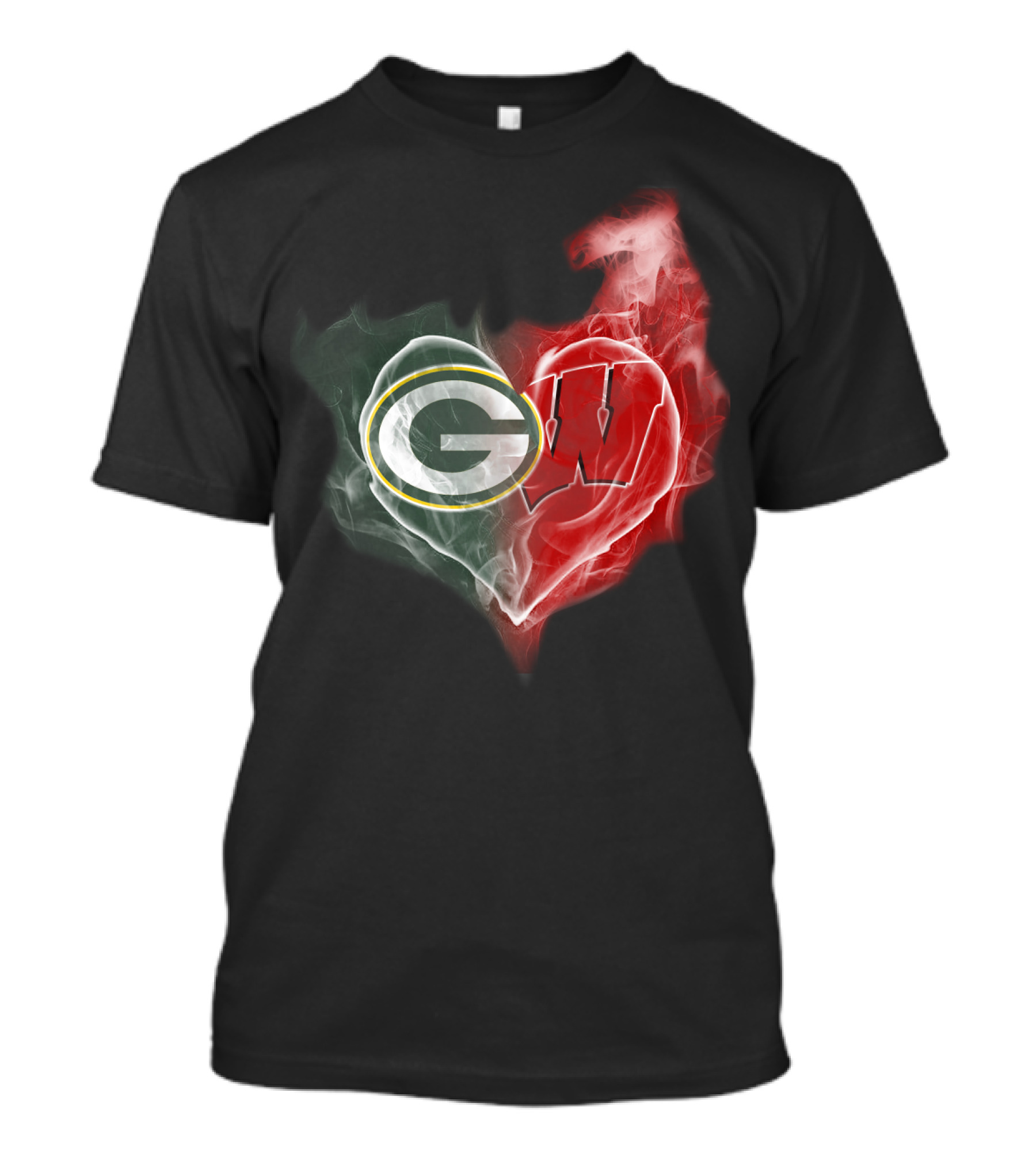 Packers Wisconsin Badgers G W Heart Fusion T-Shirt