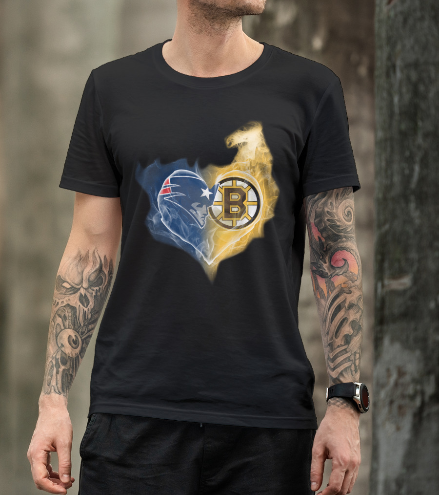 Patriots Boston Bruins Heart Logo Fusion T-Shirt