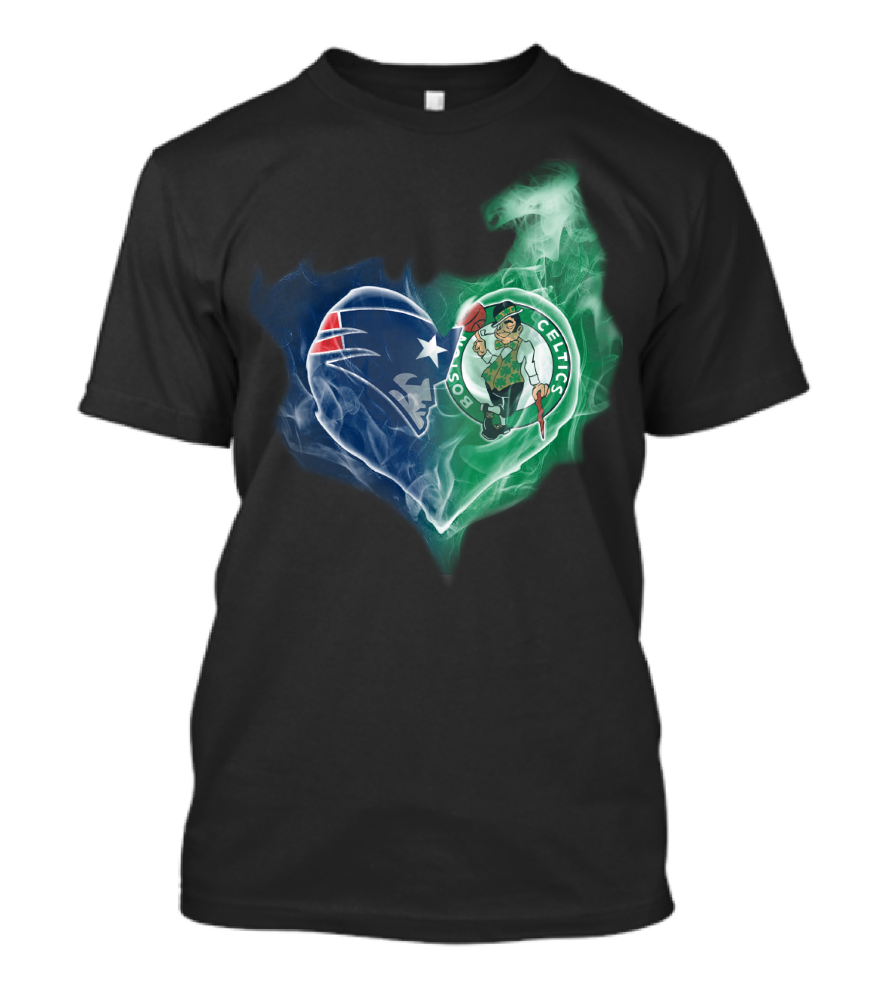 Patriots Boston Celtics Heart Smoke T-Shirt
