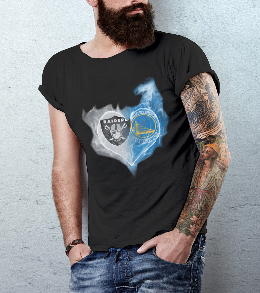 Raiders Golden State Warriors Heart Fusion T-Shirt