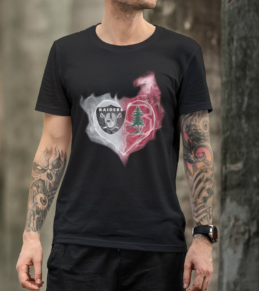 Raiders Stanford Cardinal Heart Emblem Fusion T-Shirt