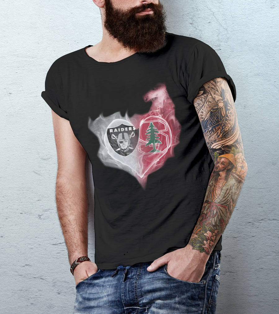 Raiders Stanford Cardinal Heart Emblem Fusion T-Shirt