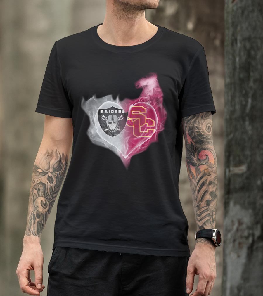 Raiders USC Trojans Heart Logo Fusion T-Shirt