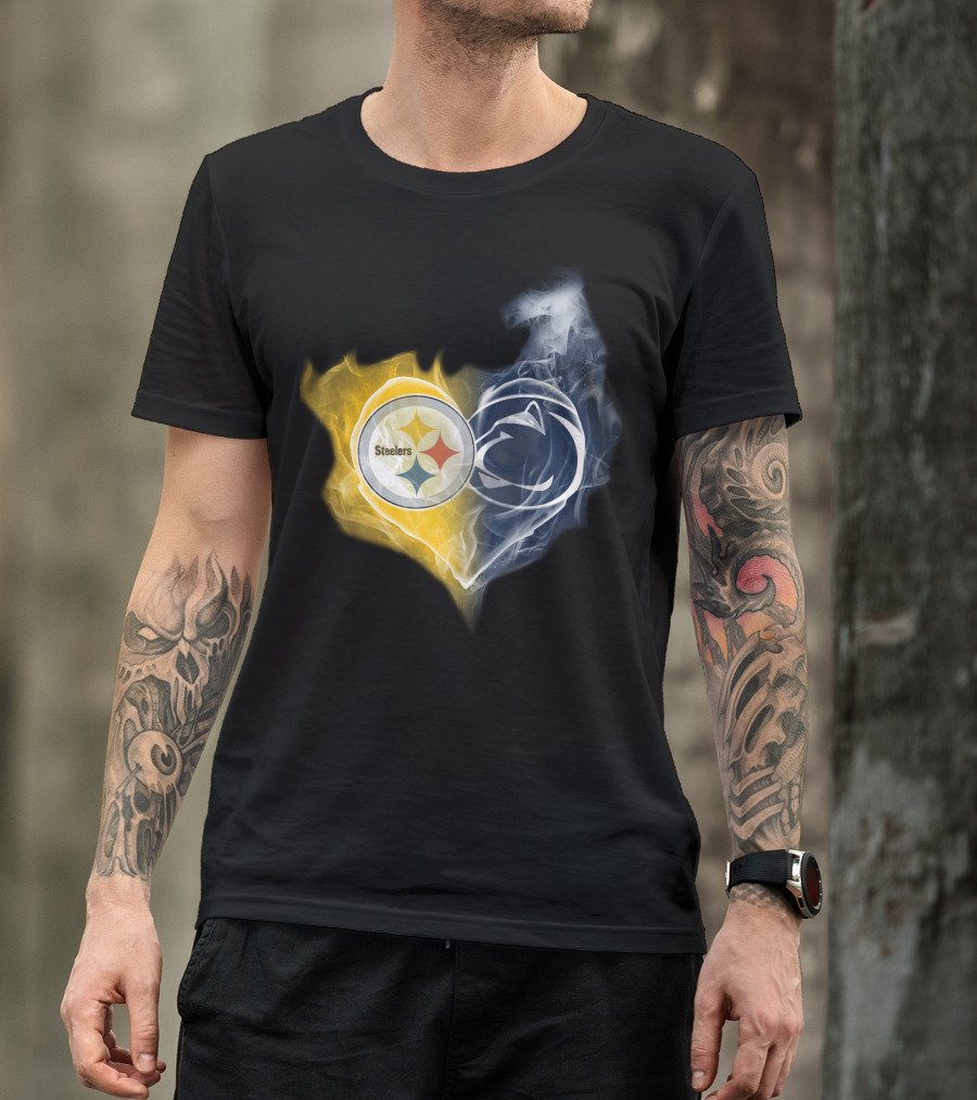 Steelers Penn State Nittany Lions Heart Flame T-Shirt